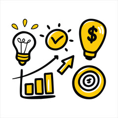 Hand drawn doodle style illustration with colorful elements and text