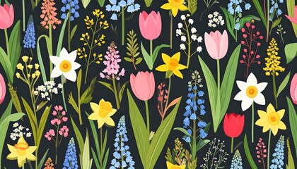 Colorful Floral Pattern With Various