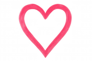 Hand-drawn pink heart sketched on transparent surface, symbolizing tender emotion with minimalist graphic design approach