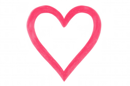 Hand-drawn pink heart sketched on transparent surface, symbolizing tender emotion with minimalist graphic design approach - Powered by Adobe