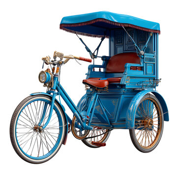 A traditional Vietnamese cyclo (bicycle rickshaw) model, isolated on a white background,