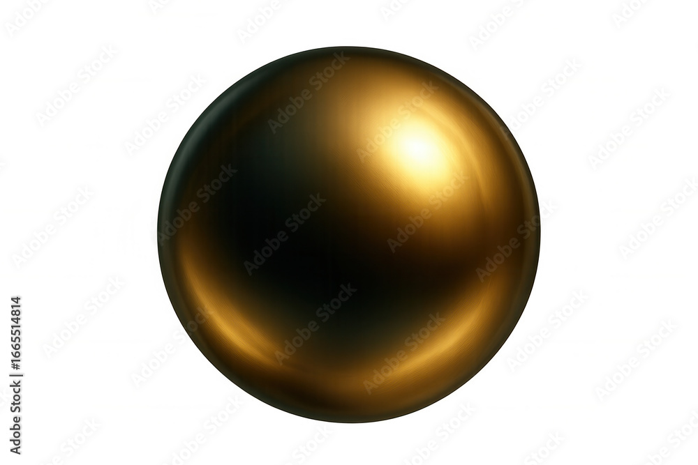 Poster golden sphere with light reflections on a transparent background, ideal for compositions and digital