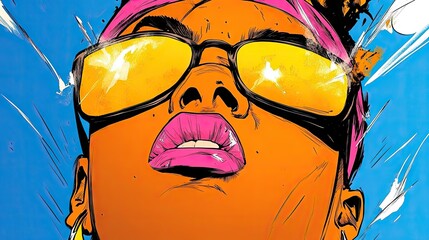 Woman, bold colors, expressive face