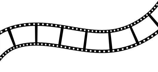 Film strip background with retro photo and cinema frames. Movie reel or video strip roll design. Vector illustration for media, film, and photography projects.