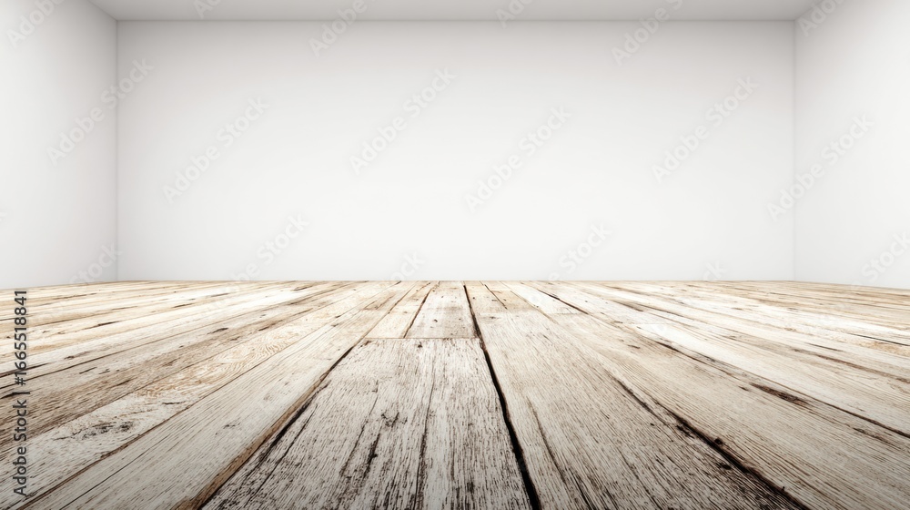 Poster minimalist empty room with wooden floor highlighting spaciousness and potential for design in a neut