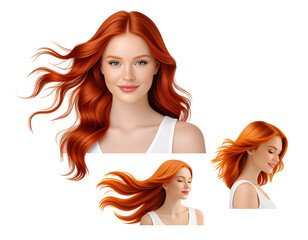 Woman with Red Hair Avatar Vector Set