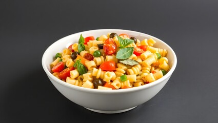 A fresh, vegetarian salad with bowls of beans, corn, and a colorful mix of peas and peppers