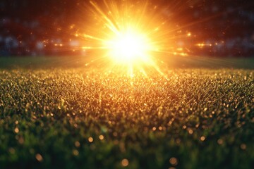 Explosive light on field at night
