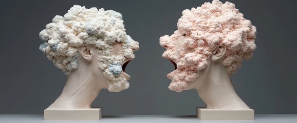 Abstract Sculptures of Arguing Heads