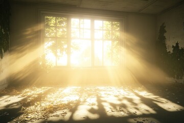 Abandoned room bathed in sunlight