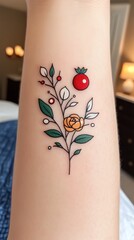 Small floral tattoo on wrist