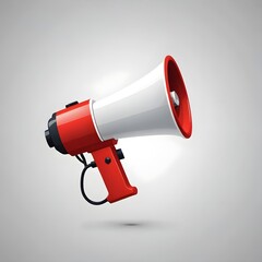 Red Megaphone on White Background