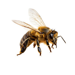 Honeybee with transparent wings on transparent background