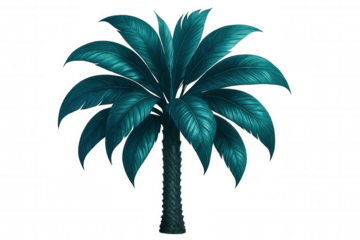 Lush green palm tree isolated on a transparent background, perfect for tropical or summer-themed designs