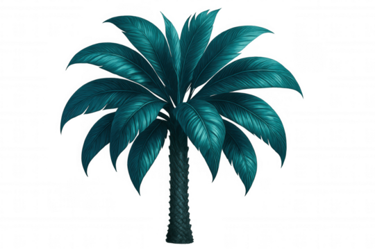 Lush green palm tree isolated on a transparent background, perfect for tropical or summer-themed designs