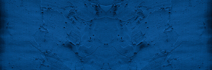 Old wall pattern texture cement blue dark abstract  blue color design are light with black gradient background.