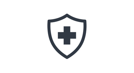 Obraz premium Simple graphic of a shield with a cross, symbolizing health and protection.