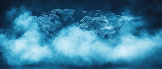 Obraz premium World map in smoky clouds
