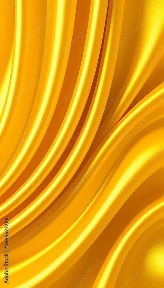 Aufkleber yellow fabric with glossy smooth surface, abstract drape folds, creating luxury elegant waves for mo