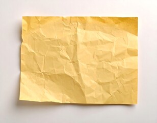Crumpled, pale yellow paper sheet