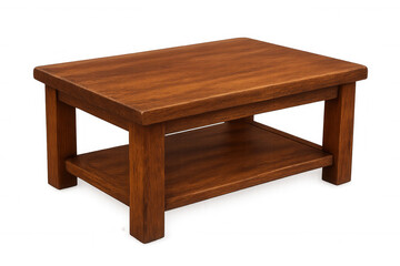 Fototapeta premium Classic wooden coffee table with a lower shelf, isolated on a transparent background, perfect for interior design projects