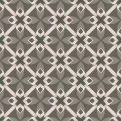 Elegant floral seamless pattern with a vintage damask ornament on a grey background