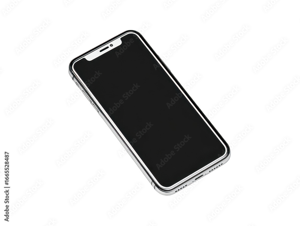 Poster smartphone with black screen modern mobile device isolated transparency background digital technolog