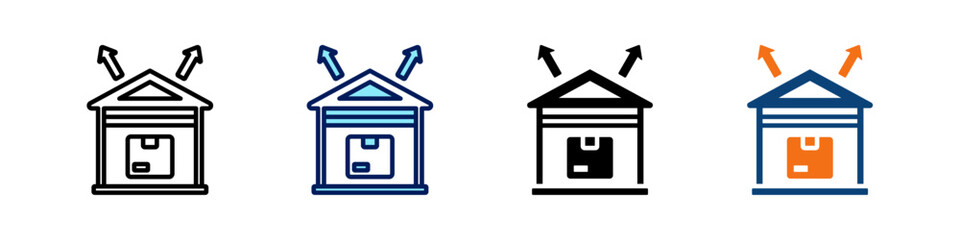 Distribution Center All In One Icon Multi Styles Vector Set