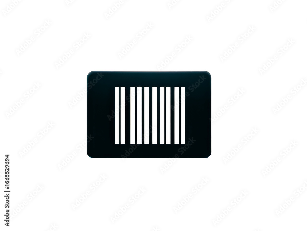 Poster black barcode icon, isolated on transparent background, features vertical lines in rectangular shape