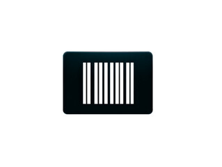 Black barcode icon, isolated on transparent background, features vertical lines in rectangular shape, symbolizing data, identification, and technology for retail or inventory systems