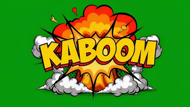 Dynamic cartoon explosion graphic on green screen for visual effects