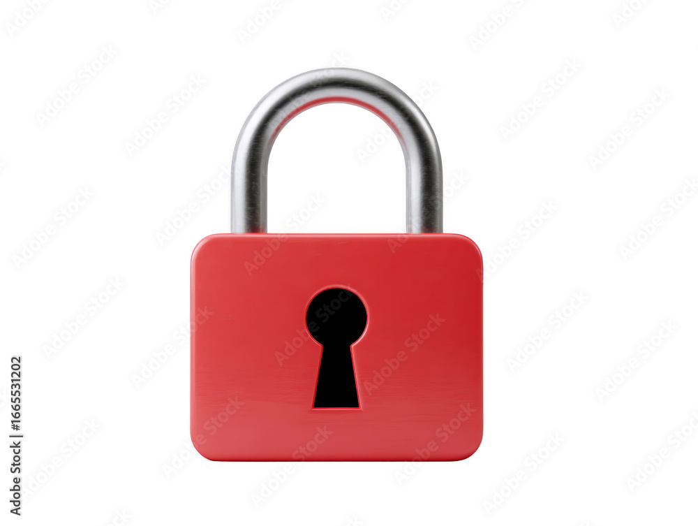 Poster red padlock security safety protection privacy metal closed isolated simple modern design symbolizin