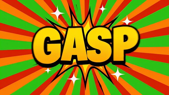 Animated comic book style gasp graphic with starburst on green background