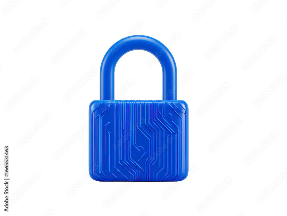 Poster blue padlock digital circuit pattern security technology privacy protection cyber electronic isolate