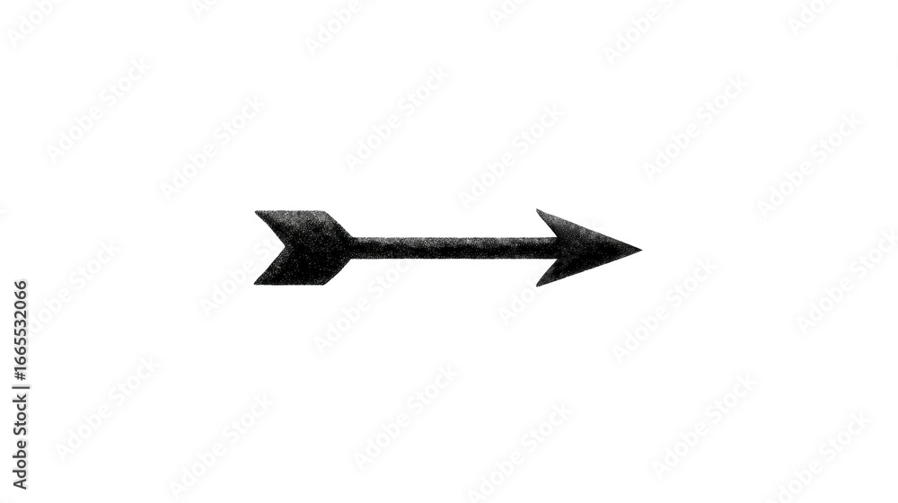 Poster black arrow grunge texture isolated on transparent background pointing right simple design hand draw