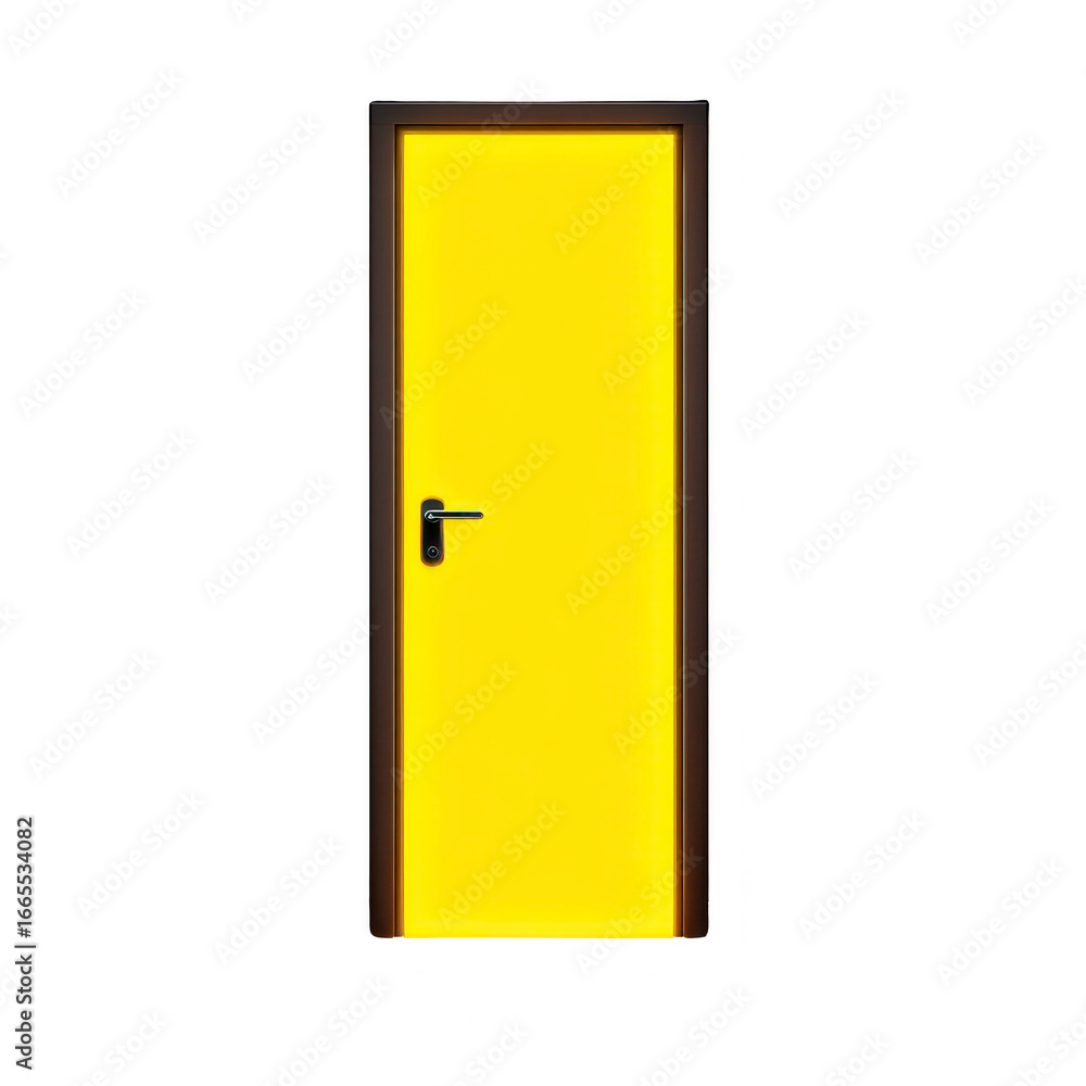 Aufkleber yellow door modern style isolated on transparency background closed minimal design black handle vert