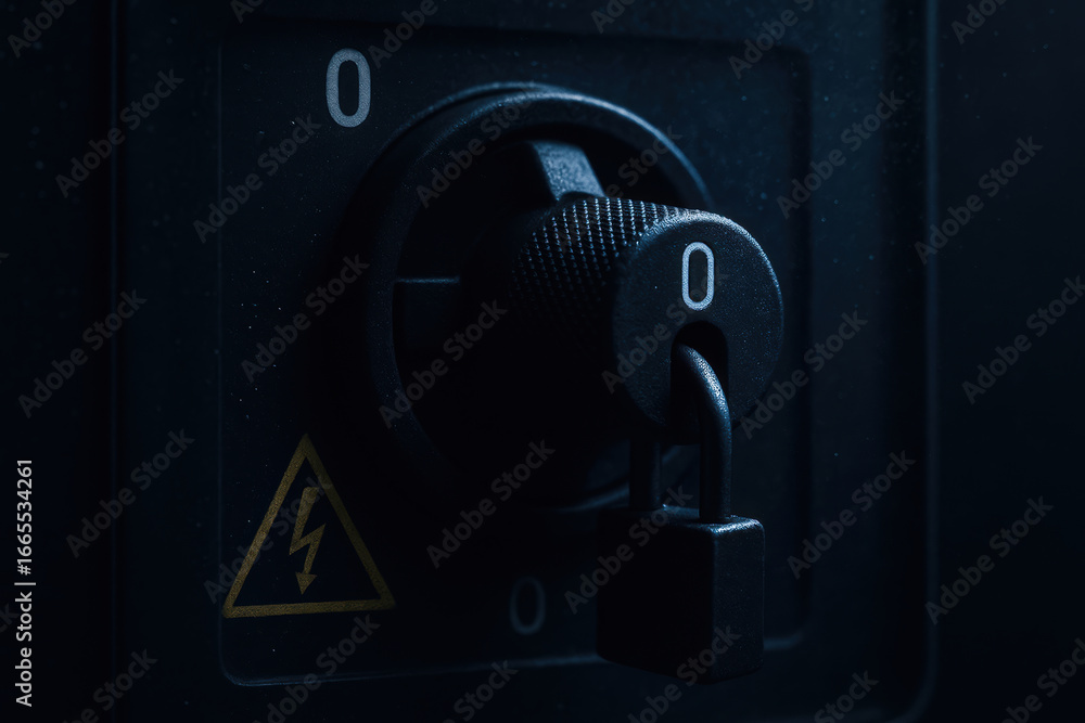 Aufkleber power switch with lock preventing accidental activation during power outage ensuring safety and cont