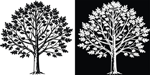 Stunning black and white tree silhouettes create dynamic nature designs for any project