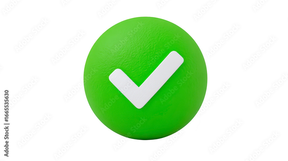 Poster green check mark 3d icon symbol approval success confirmation isolated transparency background posit