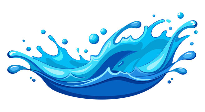 Dynamic, clear water splash in vibrant blue tones with realistic ripples and droplets. Perfect for themes of freshness, purity, liquid, hydration, summer, and clean beverage branding.