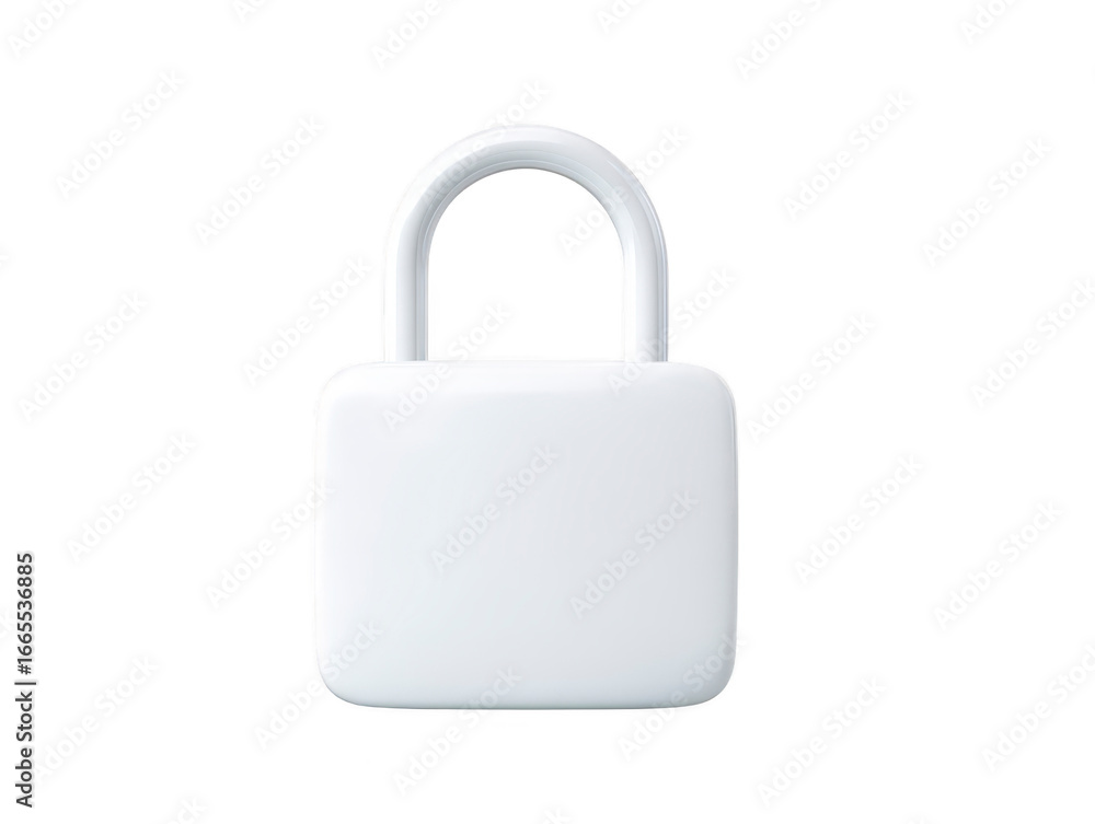 Poster white padlock minimal style isolated on transparent background security concept modern design simple