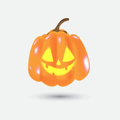Glowing Jack O Lantern Pumpkin with Friendly Face Perfect for Halloween Party Graphics