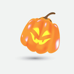 Mischievous Halloween Pumpkin Face Jack O Lantern Perfect for Digital Stickers and Apps