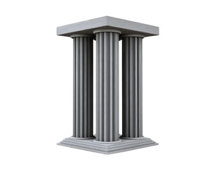 Obraz premium Four tall, gray, fluted columns with classical design support square capital, evoking ancient architecture and sense of strength and stability