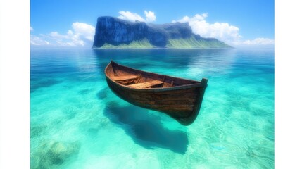 Fototapeta premium Wooden boat in crystal clear water