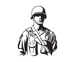 High contrast propaganda style soldier bust graphic EPS