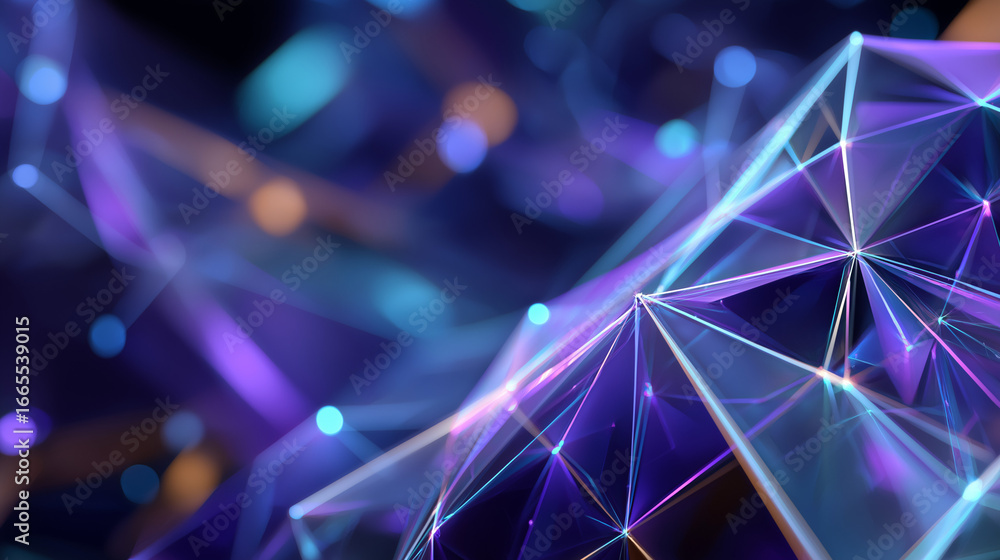 Poster digital network abstraction: a stunning, high-tech digital depiction of an interconnected network, w
