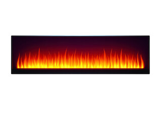 Modern electric fireplace with realistic flame effect black rectangular frame warm glowing fire cozy ambiance home interior contemporary style relaxation comfort
