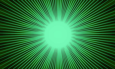 Abstract green radial burst background with glowing center and radiating lines. Vibrant and energetic design. fractal burst background.
