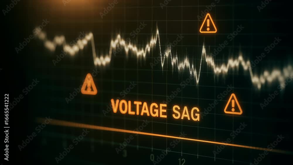 Aufkleber voltage sag warning power grid graph signals potential power outage risk with fluctuating electrical
